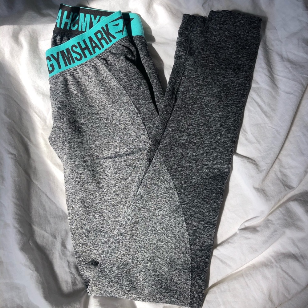 Gymshark Dark Grey and Teal Flex Leggings